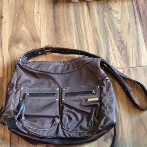 Storksak brown crossbody diaper bag